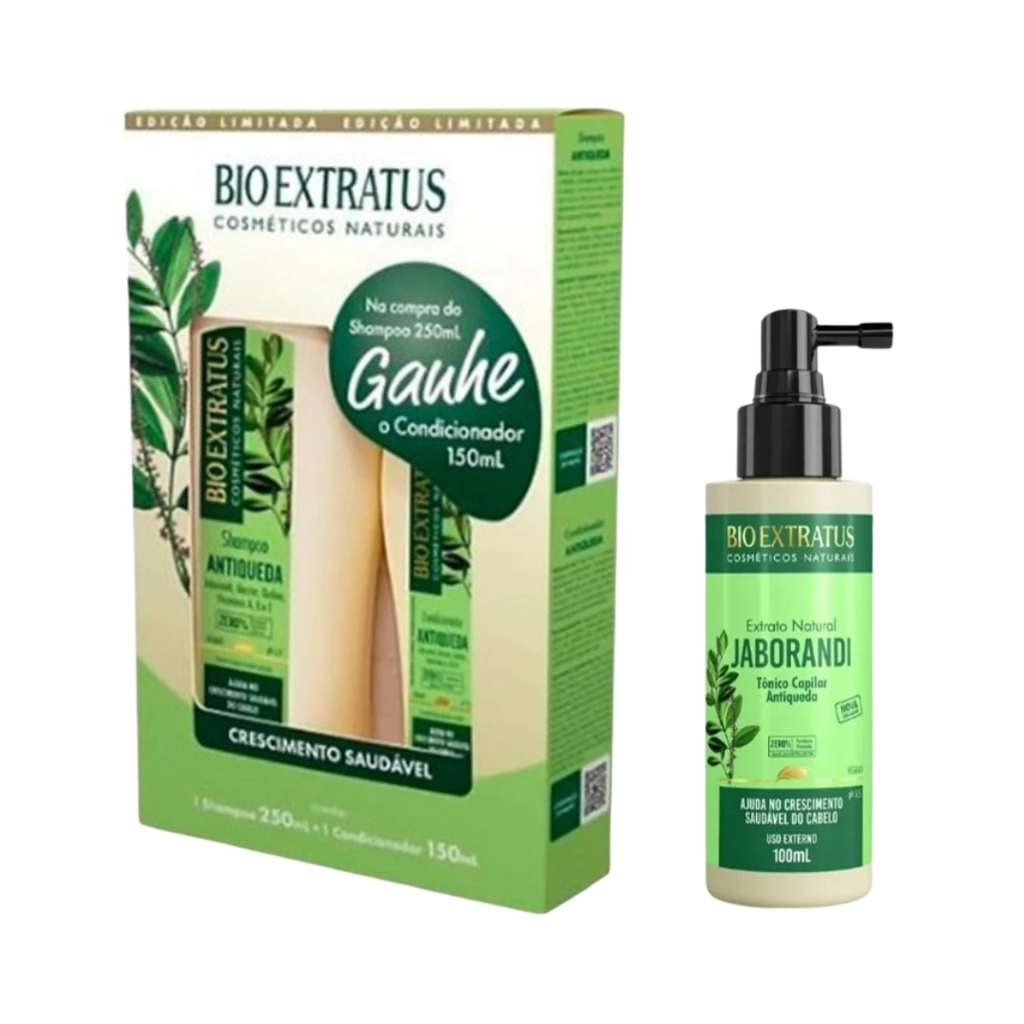 Kit Bio Extratus Jaborandi Antiqueda Shampoo 250ml e Extrato 100ml e Ganhe Condicionador 150 ml