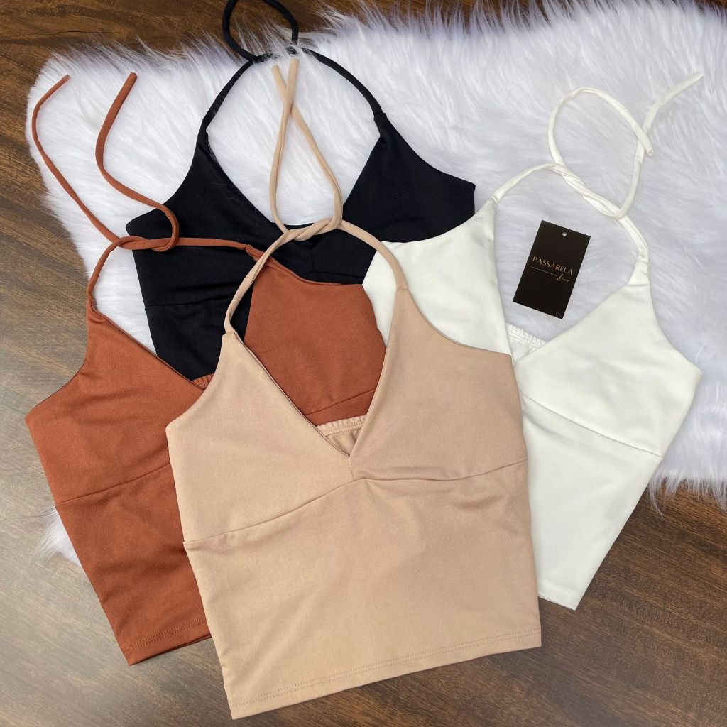 Cropped Feminino Frente Única Básico Busto Forrado Moda Gringa Tecido Suplex Envio em 24 Horas em Oferta na Shopee