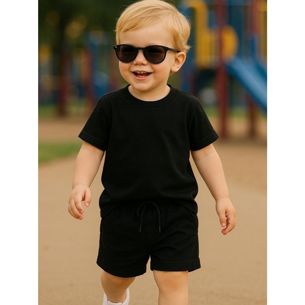 Conjunto Infantil Básico Camiseta e Short Liso Moda Verão Juvenil Masculino Várias cores e tamanhos