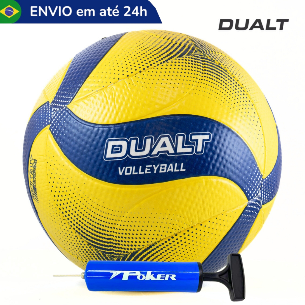 Kit Bola Vôlei Dualt Praia Quadra Impermeável Leve Macia Resistente Pro com Bomb