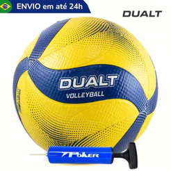 Kit Bola Vôlei Dualt Praia Quadra Impermeável Leve Macia Resistente Pro com Bombinha de Ar Compacta
