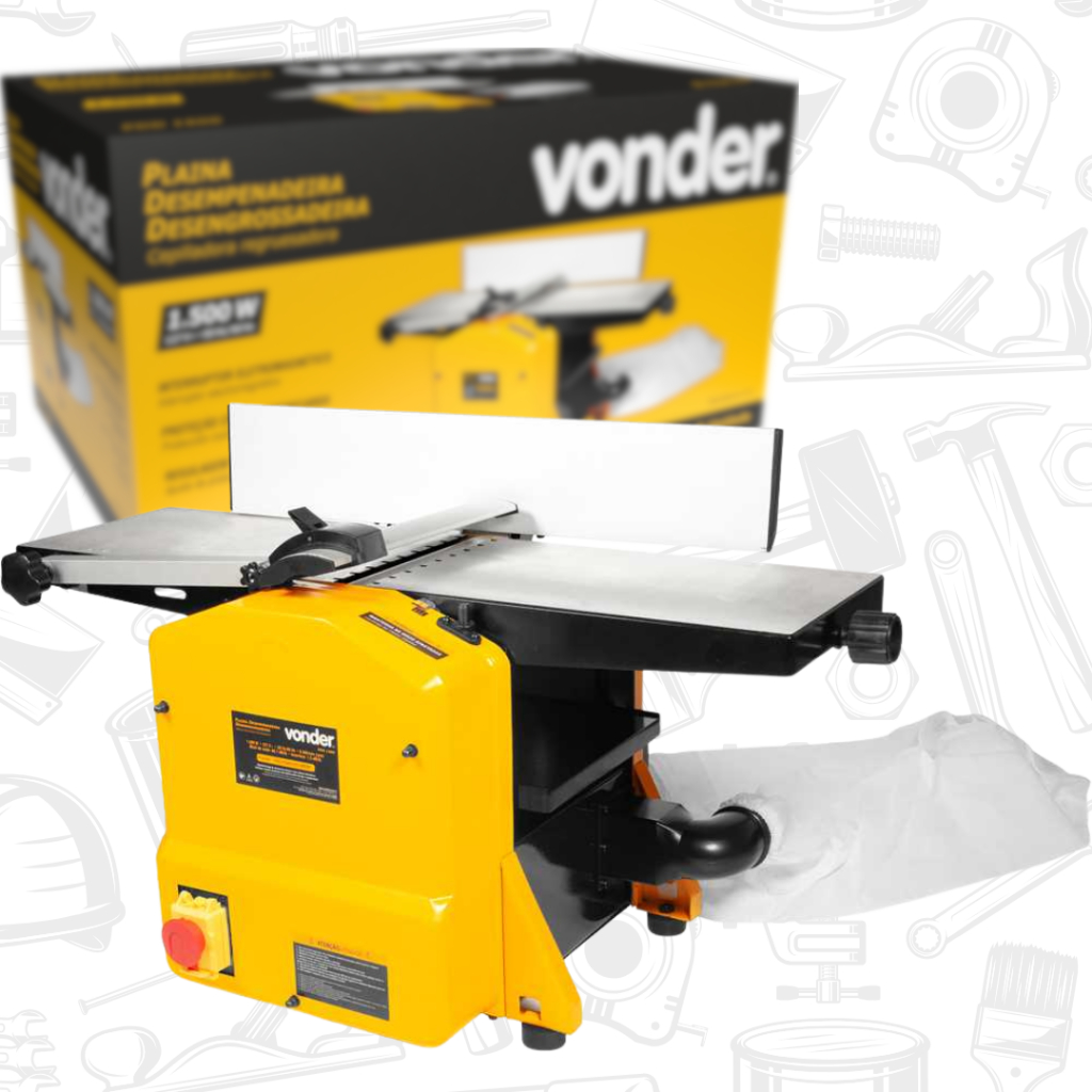 Plaina Desempenadeira Vonder PDD 1500 1500W 127V Desengrossadeira 204mm Mesa Fixa