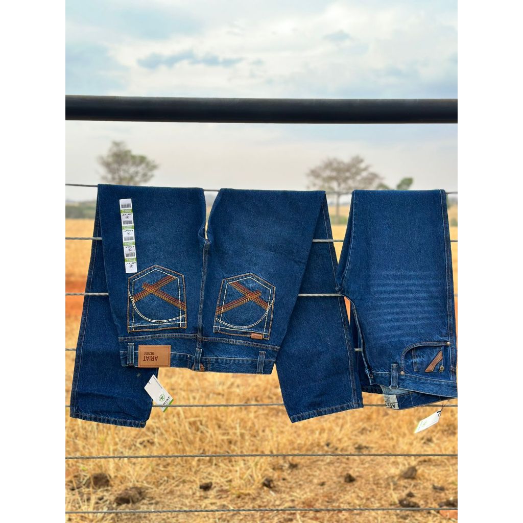 Calça Jeans Masculina Country Ariat Azul Tradicional 100% Algodão Resistente Tamanhos 38 ao 48