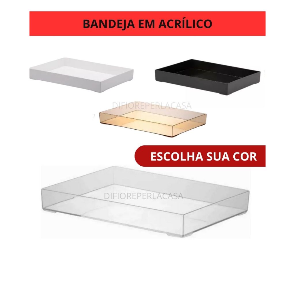 Bandeja Acrilica Transparente Grande Paramount Premium em Oferta na Shopee