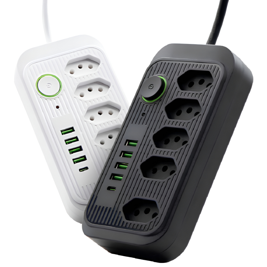 Extensão 5 Tomadas 4 USB 1 Type-C Universal Bivolt Power 110v/220v 2m WKC-541