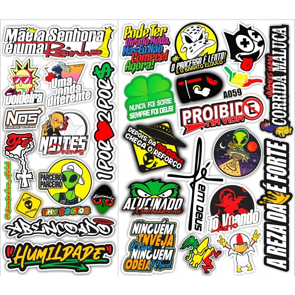 Kit 30 Adesivo Para Caminhão Caminhoneiro Carro Moto Desenhos Frases Alta Resolução Bom Tamanho em Oferta na Shopee