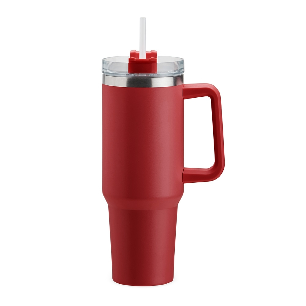 Caneca Térmica Inox 1,2 Litros com Tampa Acrílica, Canudo e Pegador