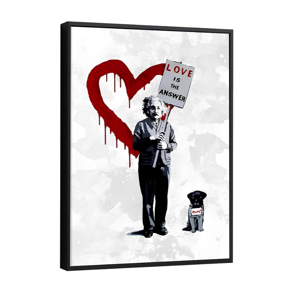 Quadro Pop Art Albert Einsten O Amor é A Resposta Grafite Moderno