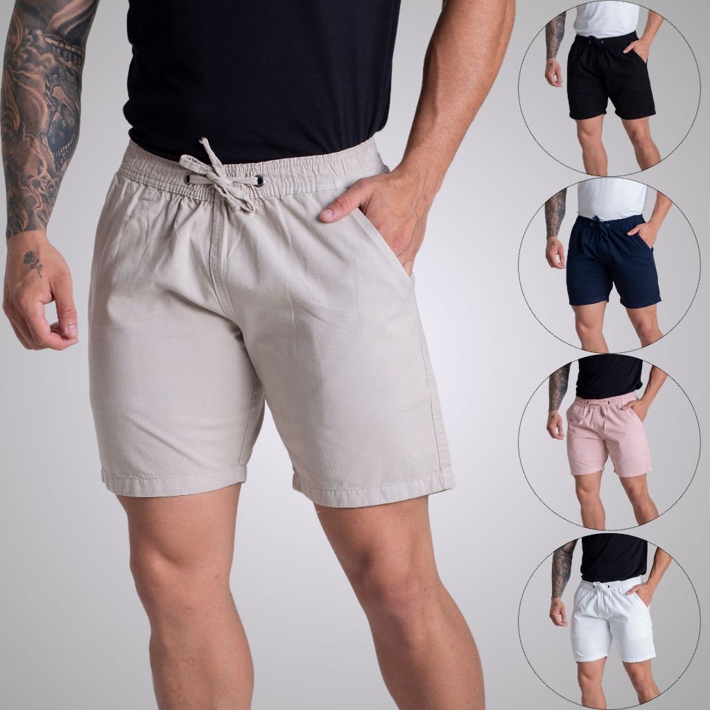 Kit 5 Short De Sarja Brim Bermuda Mauricinho Masculina