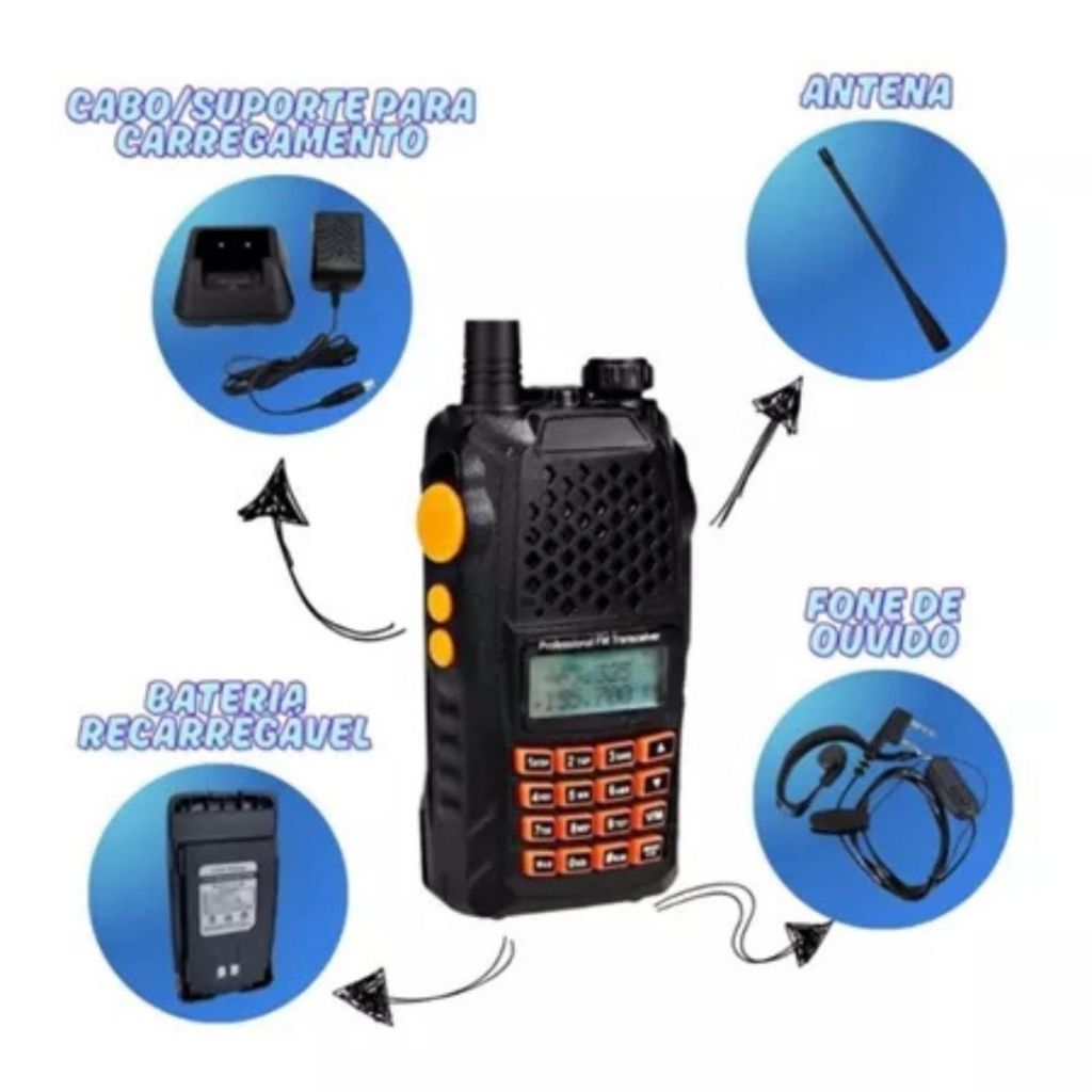 Radio Ht Walk Talk Dual Band Uhf Vhf Fm Baofeng Uv-6r 7w.XHL_OFFICIAL STORE