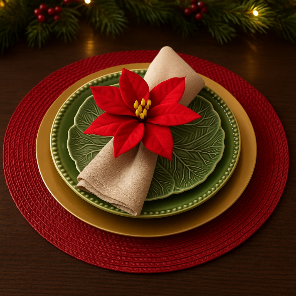 Porta Guardanapo Flor Bico De Papagaio Natal Vermelho
