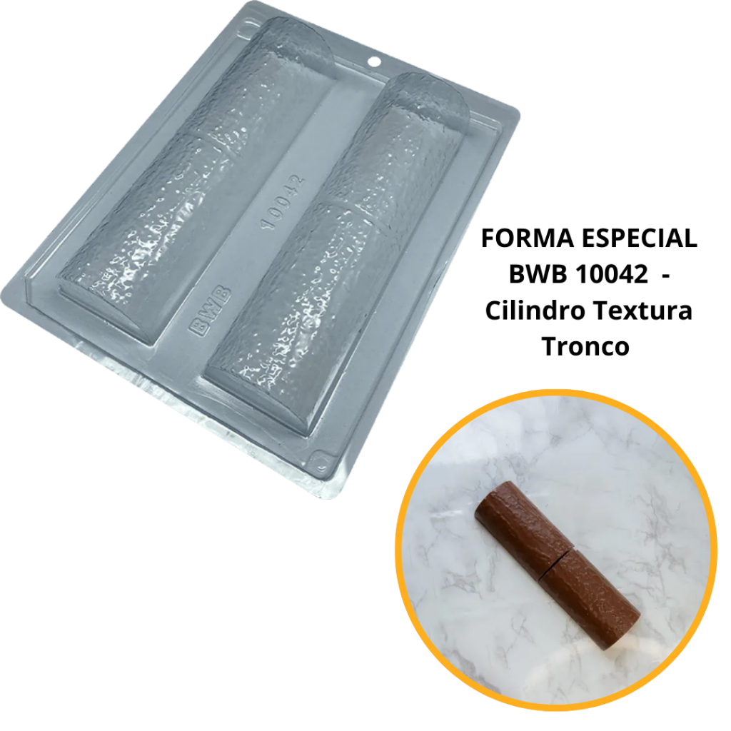 forma silicone bwb p/chocolate (3partes) cod 10042 - Cilindro Textura Tronco em Oferta na Shopee