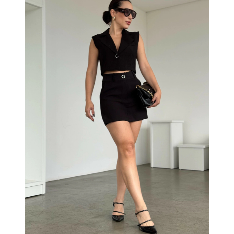 conjunto femenina short saia colete casual social excluciva novedadE