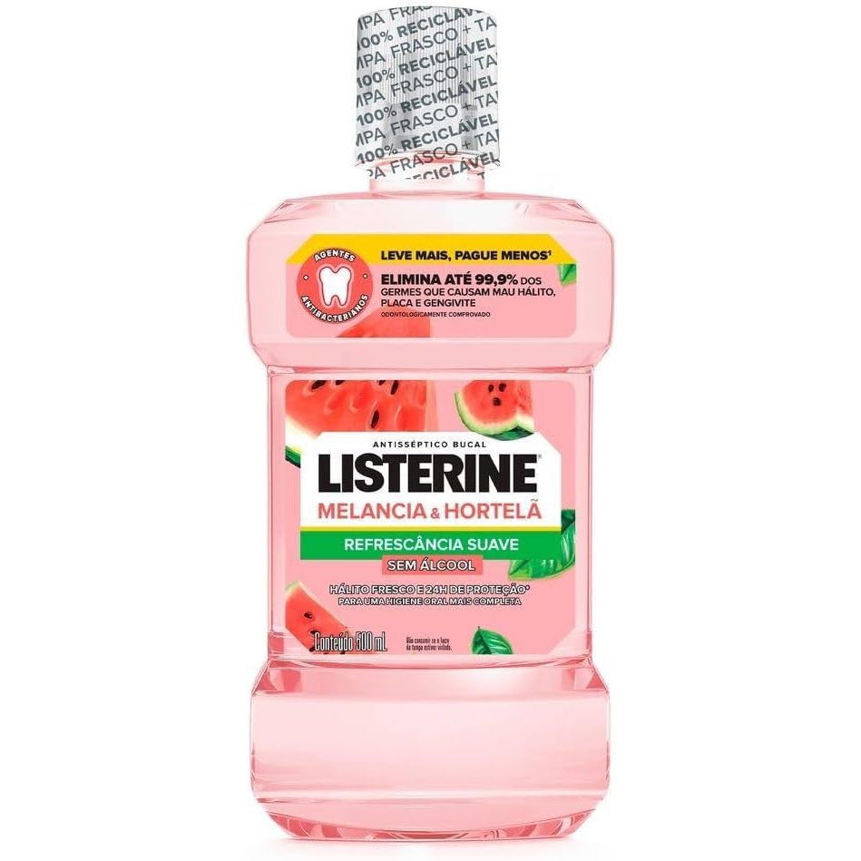 Enxaguante Bucal Listerine Melancia & Hortelã Sem Álcool 500ml em Oferta na Shopee