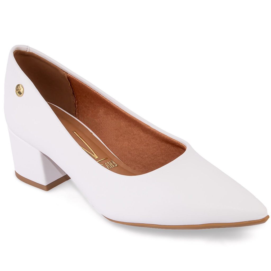 Scarpin Vizzano Salto Médio Bloco Sapato Confortável Branco 1220.315 em Oferta na Shopee