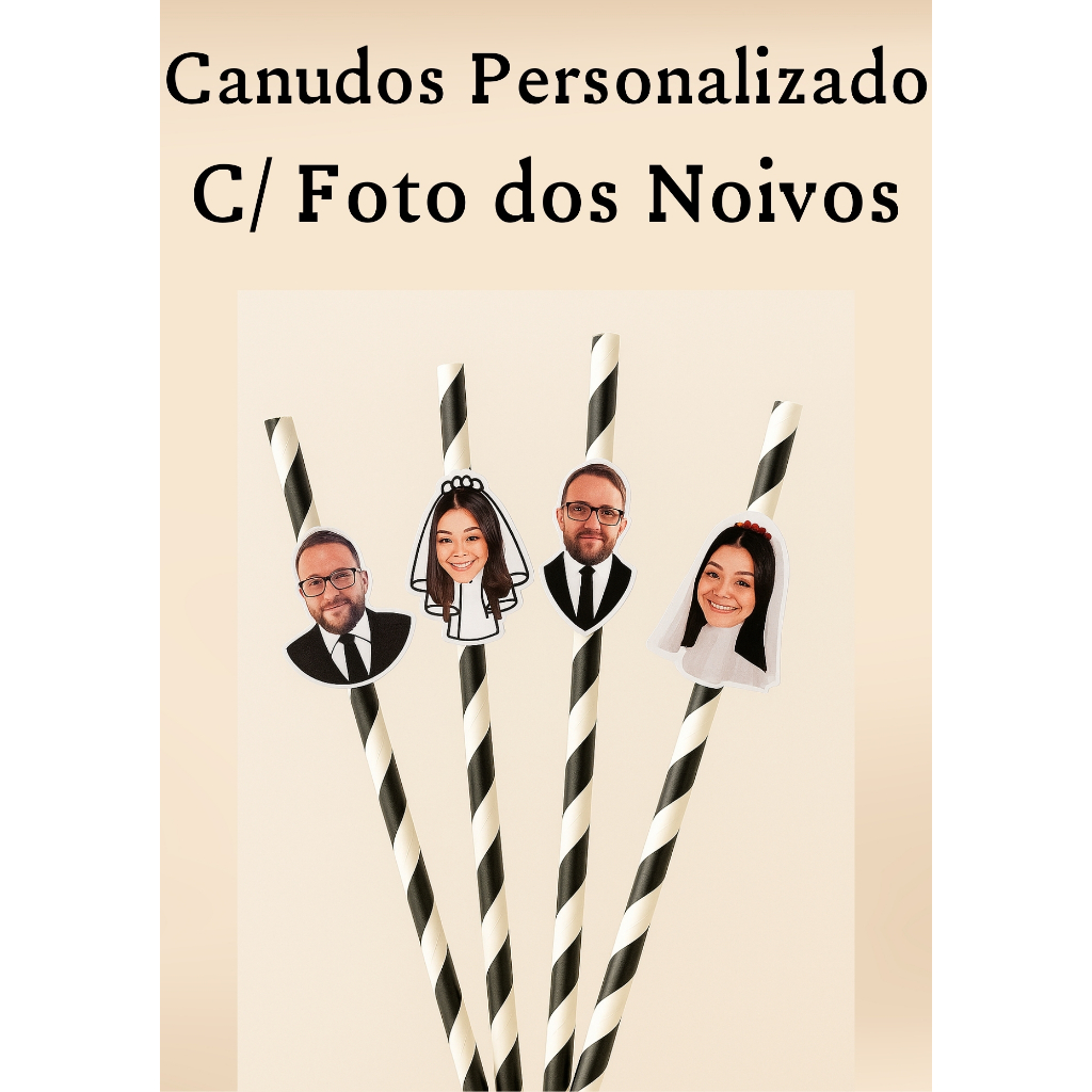 Kit 20 Canudos Personalizados com a Foto dos Noivos/Chá Bar/Despedida Solteira/Chá Lingerie/Eventos em Oferta na Shopee