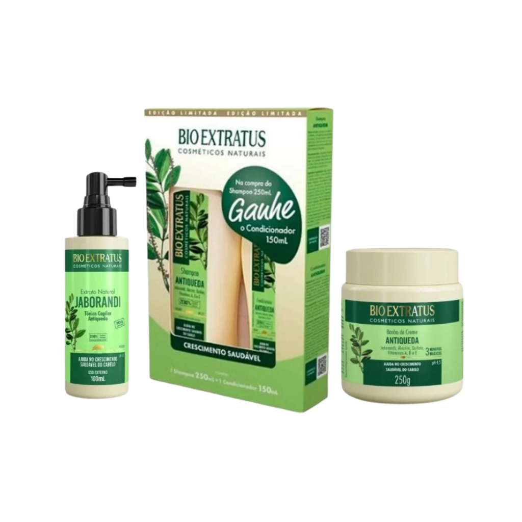 Kit Bio Extratus Jaborandi Antiqueda Shampoo, Banho de Creme, Extrato e Ganhe Condicionador 150 ml