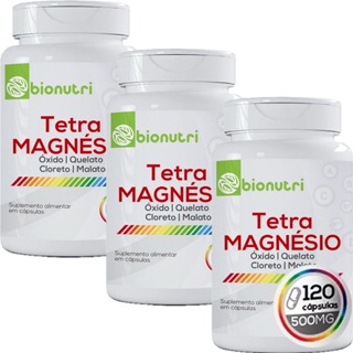 3X TETRA MAGNÉSIO 120 CÁPSULAS ORIGINAL BIONUTRI em Oferta na Shopee