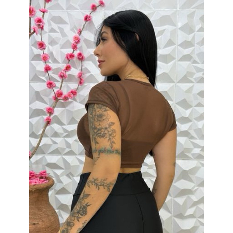 Cropped Tule Feminino Sexy – Blusa Transparente Estilo Blogueira em Oferta na Shopee