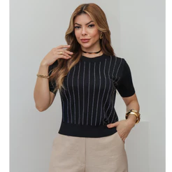 Blusa Feminina Cropped T-Shirt Modal Fresco Casual Tendência Elegante Verão 3RD SD1813/1334