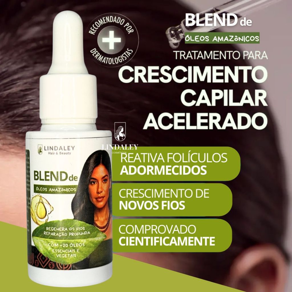 Blend de Óleos da Amazônia Lindaley Crescimento Capilar, Nutrição Reparação Profunda Antifrizz Proteção UV