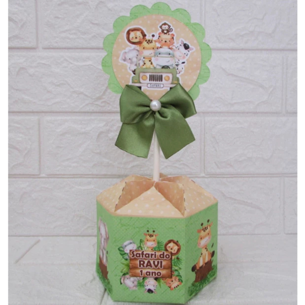 Pegue e Monte Centro de Mesa P Safari Baby Caixa Sextavada Festa Aniversário Infantil em Oferta na Shopee