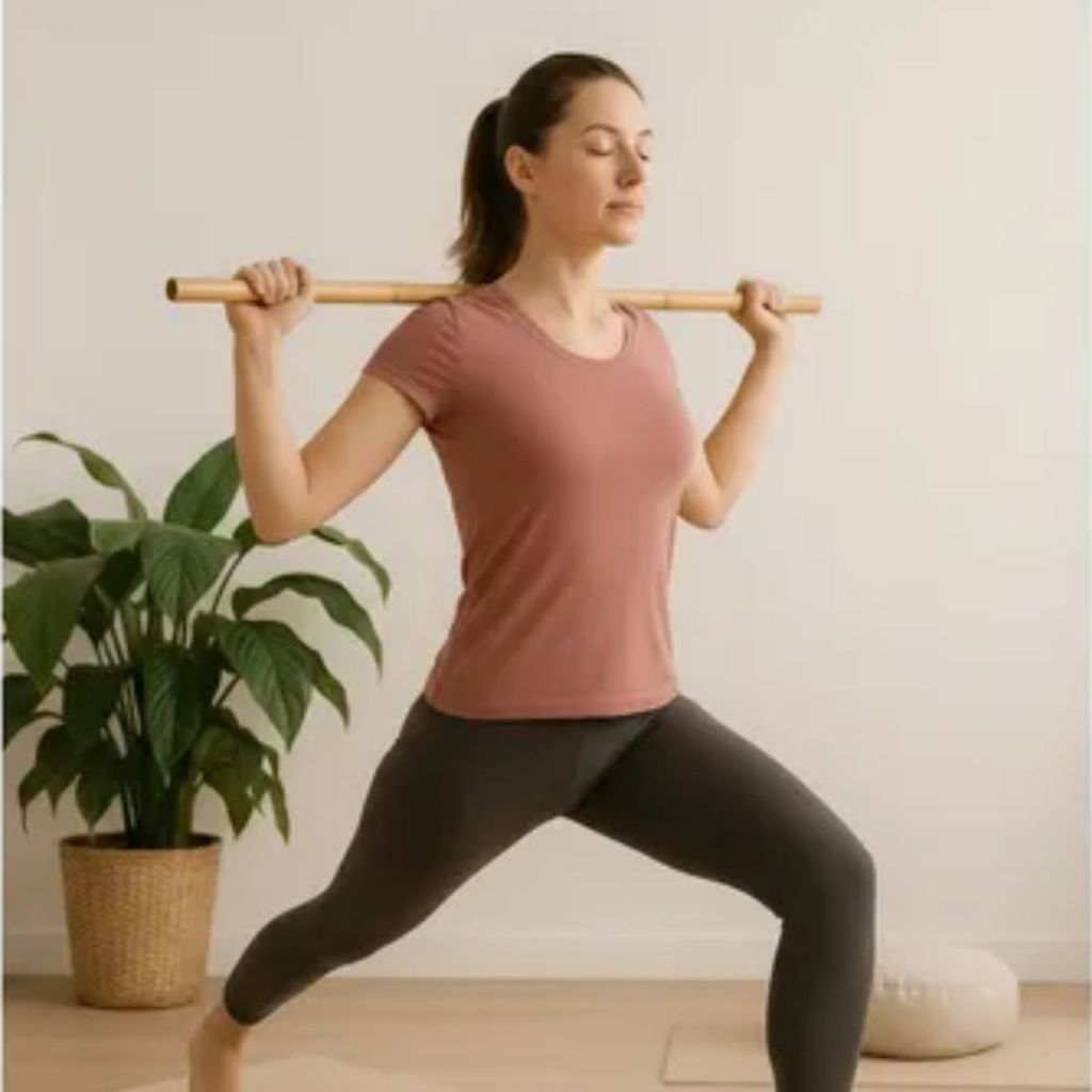 Imagem Bastão de Bambu 1,20m para Exercícios, Yoga, Dança e Alongamento – Natural e Leve