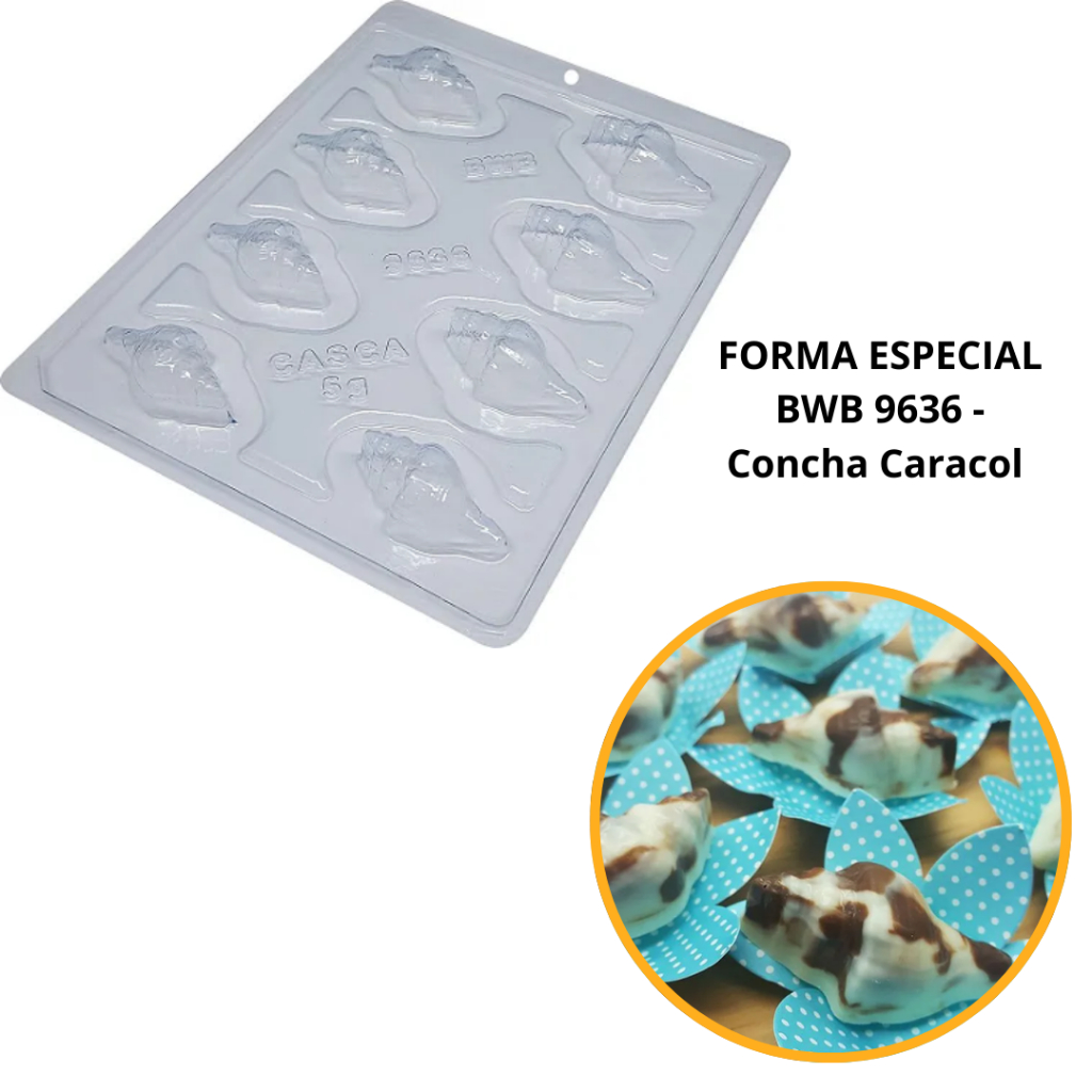 1~4 Forma bwb com silicone (3 partes) cod 9636 - Concha Caracol 13 g (CHOCO) em Oferta na Shopee