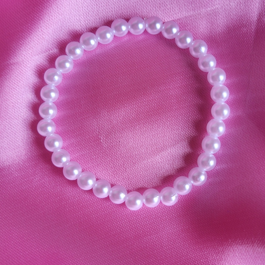 Pulseira de Pérolas Branca 6mm Elegante Feminino Masculino