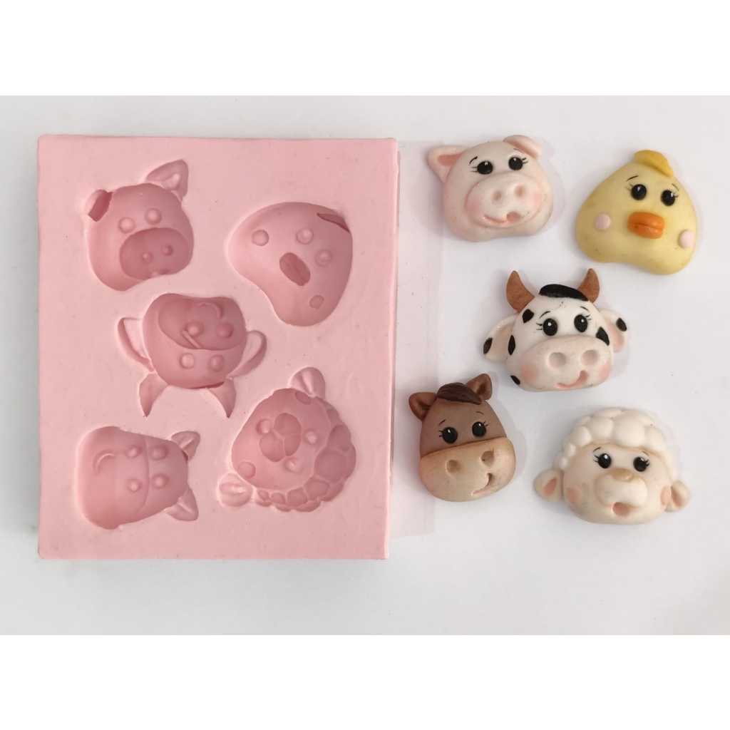 Molde de silicone Animais Fazendinha ovelha , pintinho , vaca , porco , cavalo , cavalo ,confeitaria