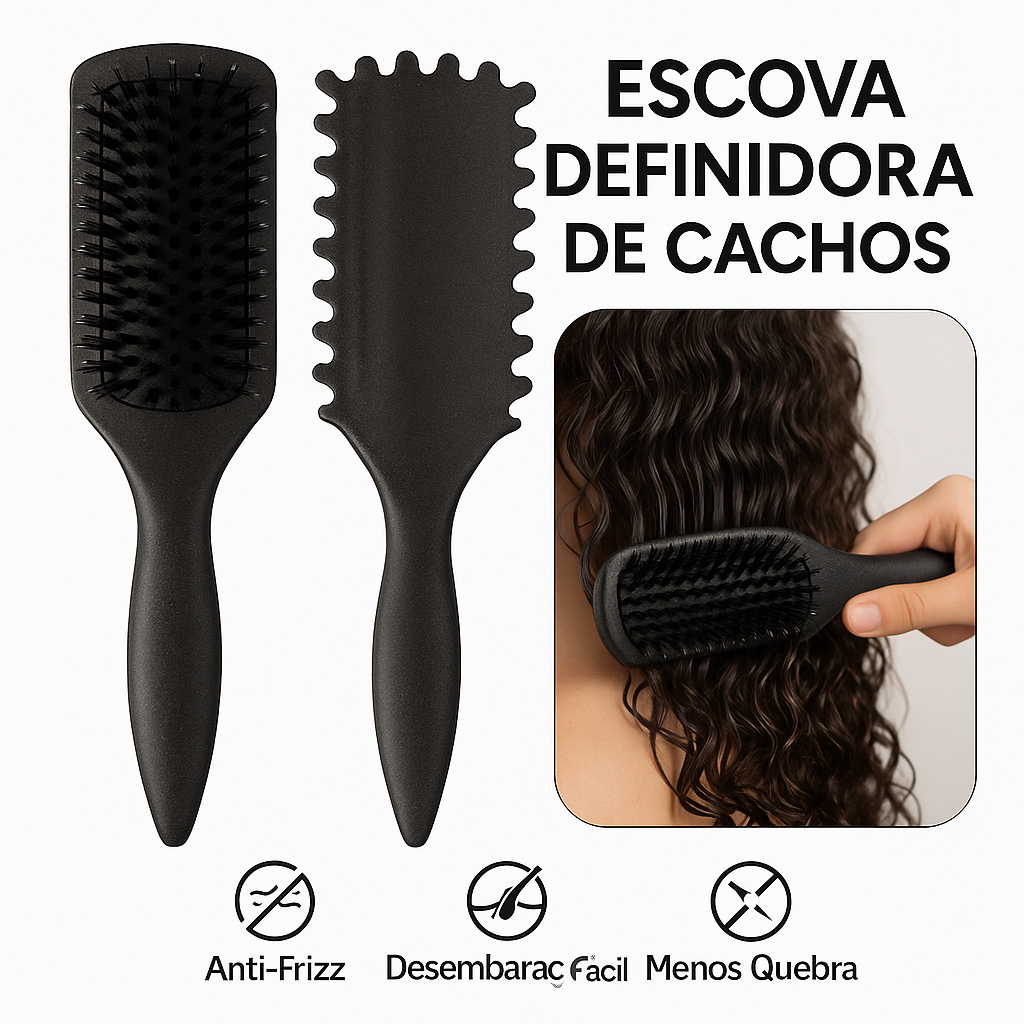 Kit Escova Onda + lenço Finalizadora Beauty Flash Definição de Cachos e Finalização para Cabelo Cacheado Crespo