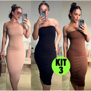 Kit 3 Vestidos Midi Tomara Que Caia Elangânte Festa Ousadia ( TECIDO ANARRUGA) tecido Premium. em Oferta na Shopee