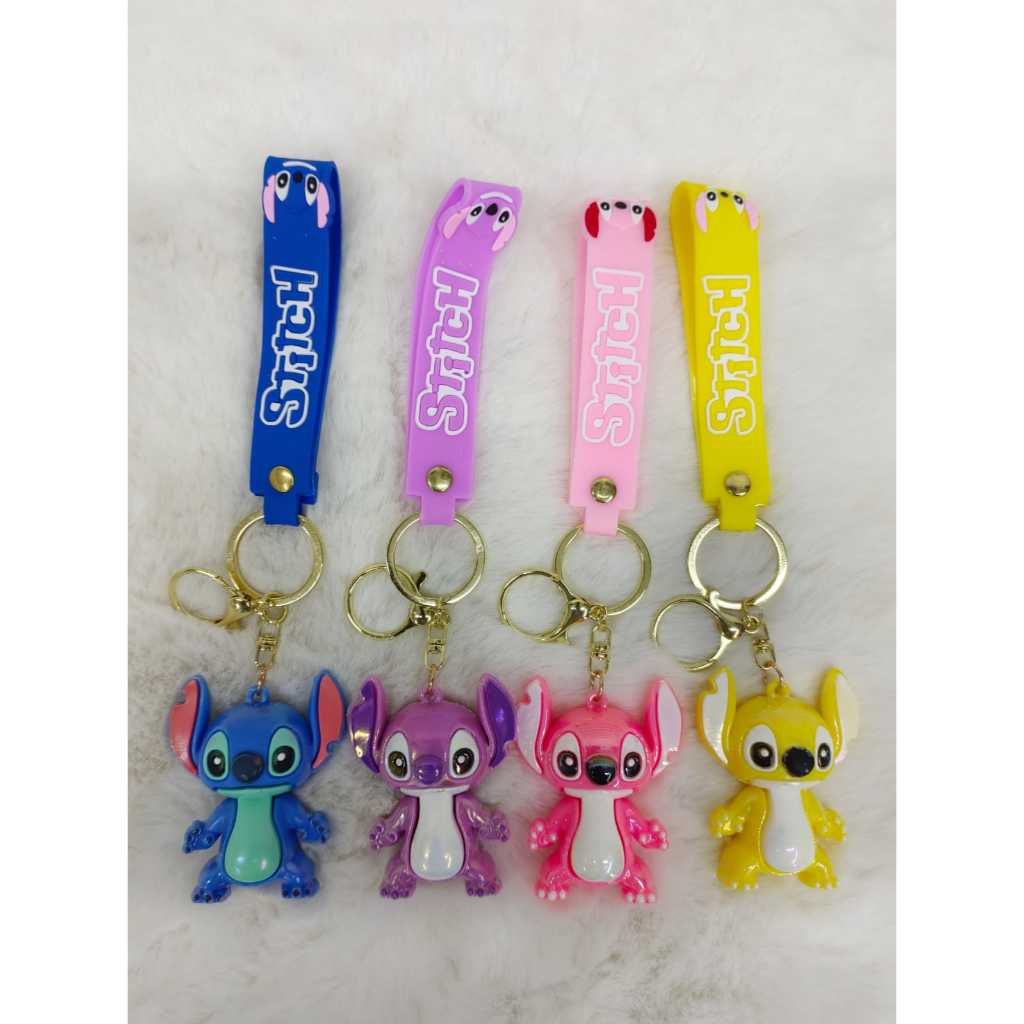 Chaveiro Stitch Colorido com Boneco 6cm 3D + Alça de Mão – 4 Cores