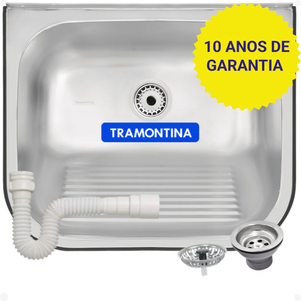 Tanque Inox Tramontina Fixação Na Parede 50x40 Inox 34L Fosco Acetinado Aço 304