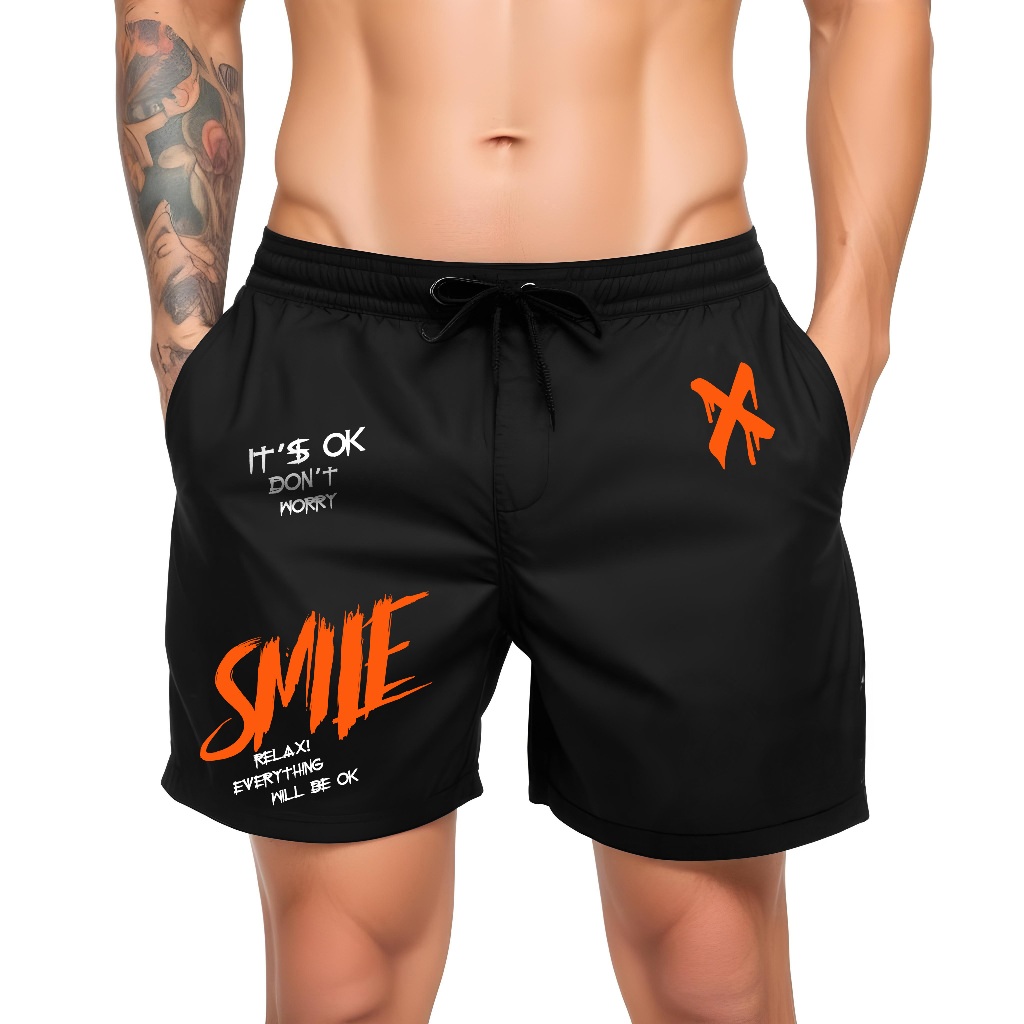 Short Masculino Smile X em Tactel – Bermuda Estilo Street Ideal Verão, Esporte, Lazer, Piscina