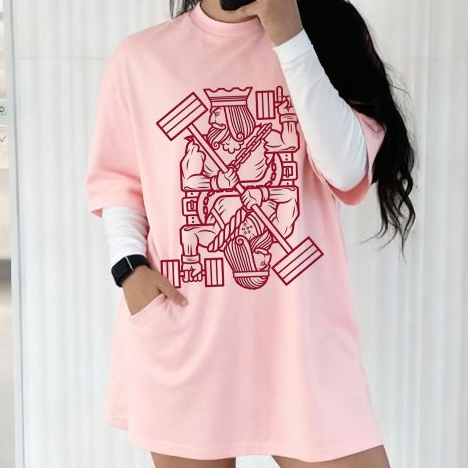 Camiseta Camisa Oversized 100%Algodão  Feminina Gym Treino Academia Fitness Musculação Maromba King