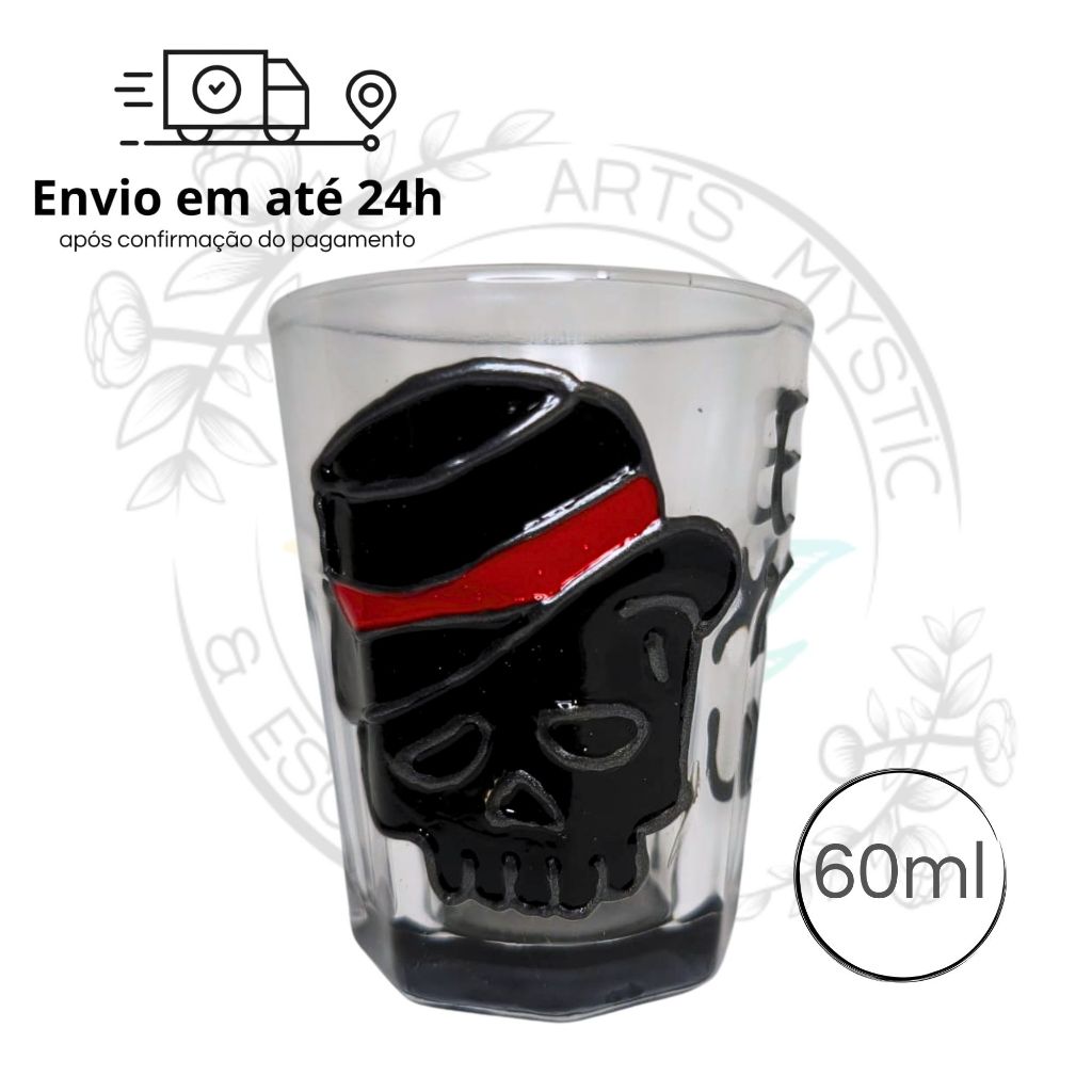 Copo Dose Cachaça Exu Caveira 60ml - Umbanda Candomblé Orixás