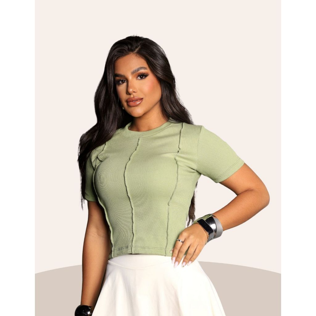 Blusa Feminina Friso Ribana Canelada Casual Premium Estilosa Versátil Moda Feminina Tendencia Verão