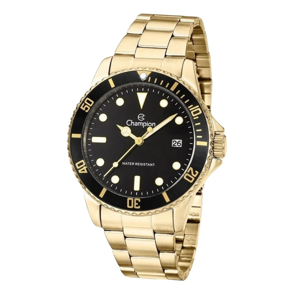 Relógio Champion Dourado Masculino Luxo Original Analógico Dourado Preto Ca31266U