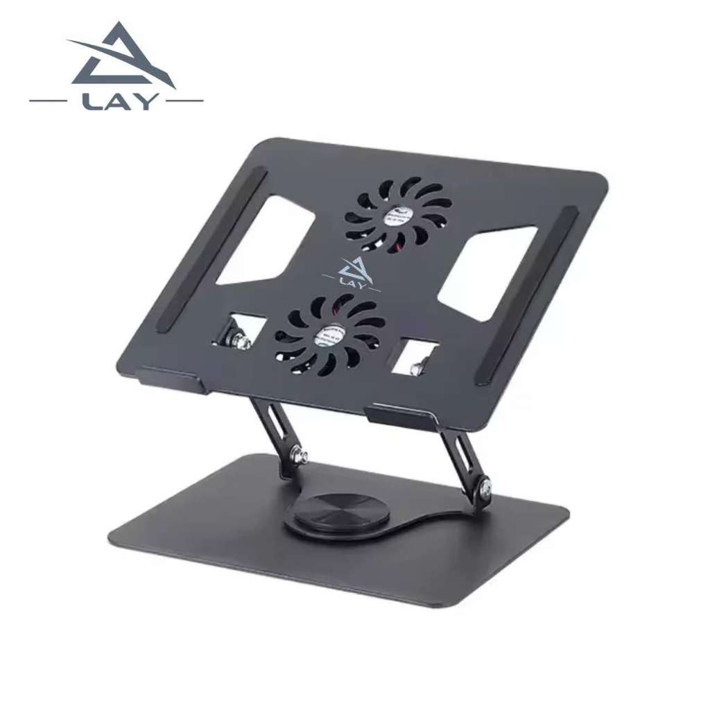 Suporte De Mesa Metal Com Cooler Para Notebook Ate 17" Giratoria 360° LAY Yl-906