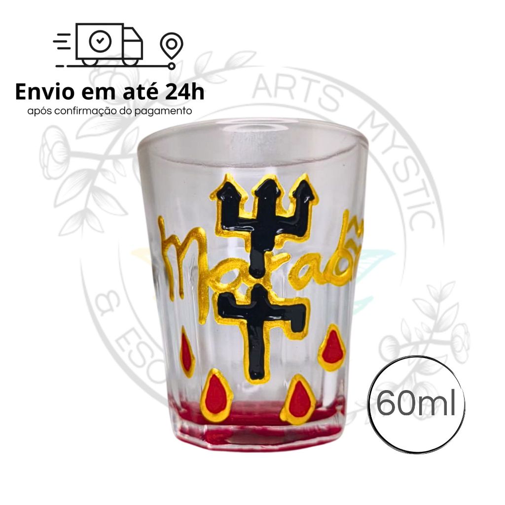 Copo Dose Cachaça Exu Marabô 60ml - Umbanda Candomblé Orixás