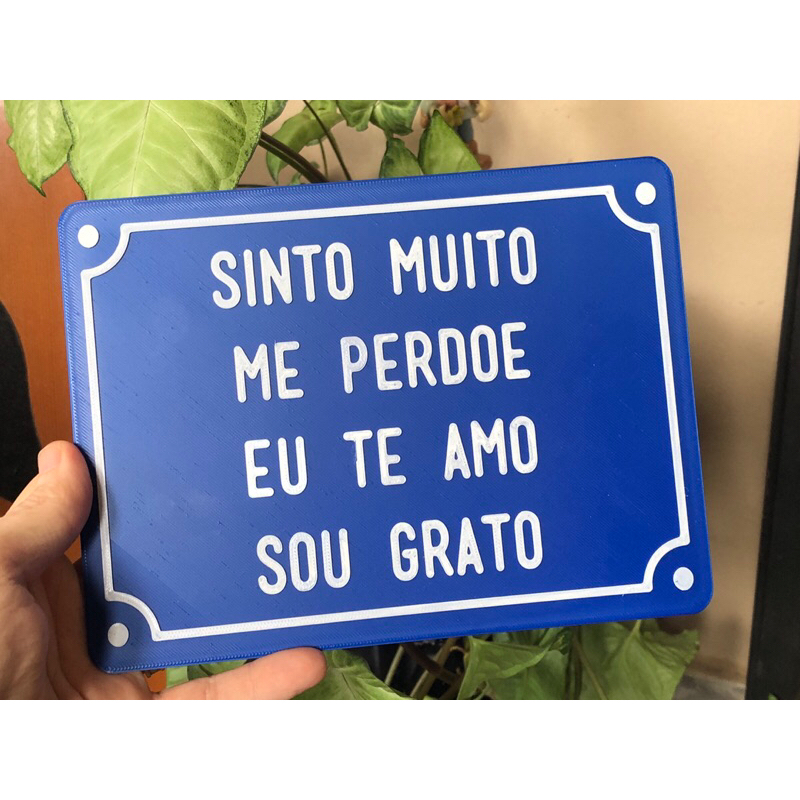 Placa Decorativa Personalizada 15x20cm PLAQUINHA imitando ferro esmaltada de rua - escrita em relevo