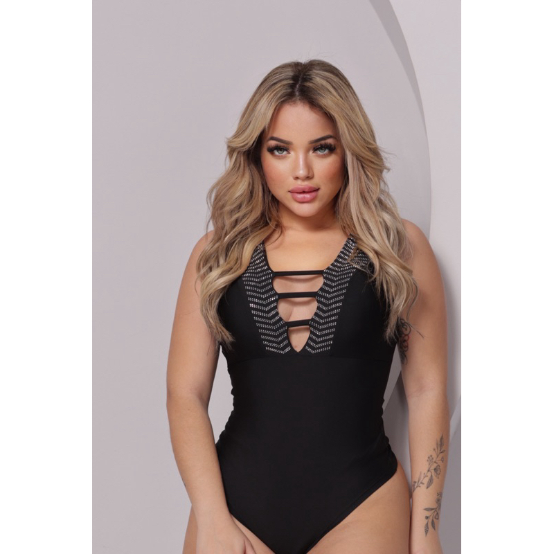 Body Pedraria Com Alcinha Decotado! em Oferta na Shopee