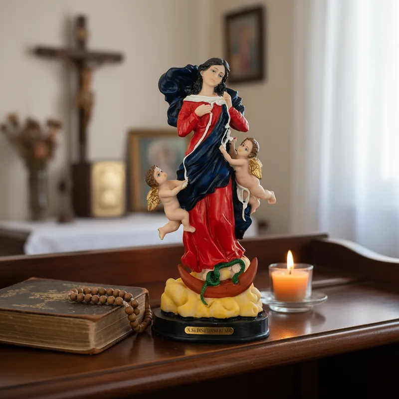 Imagem Nossa Senhora Desatadora dos Nós 20cm Resina Escultura Decoração