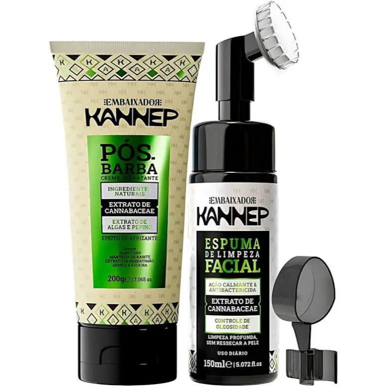 KIT KANNEP ESPUMA DE LIMPEZA FACIAL E CREME  HIDRANTANTE POS BARBA