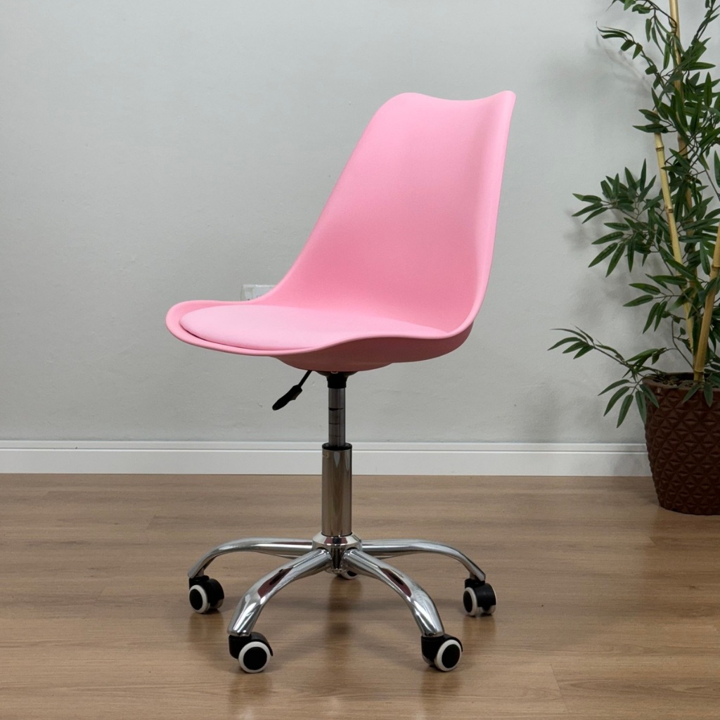 Cadeira De Escritorio Eames Giratoria Estofada Com Rodinha em Oferta na Shopee