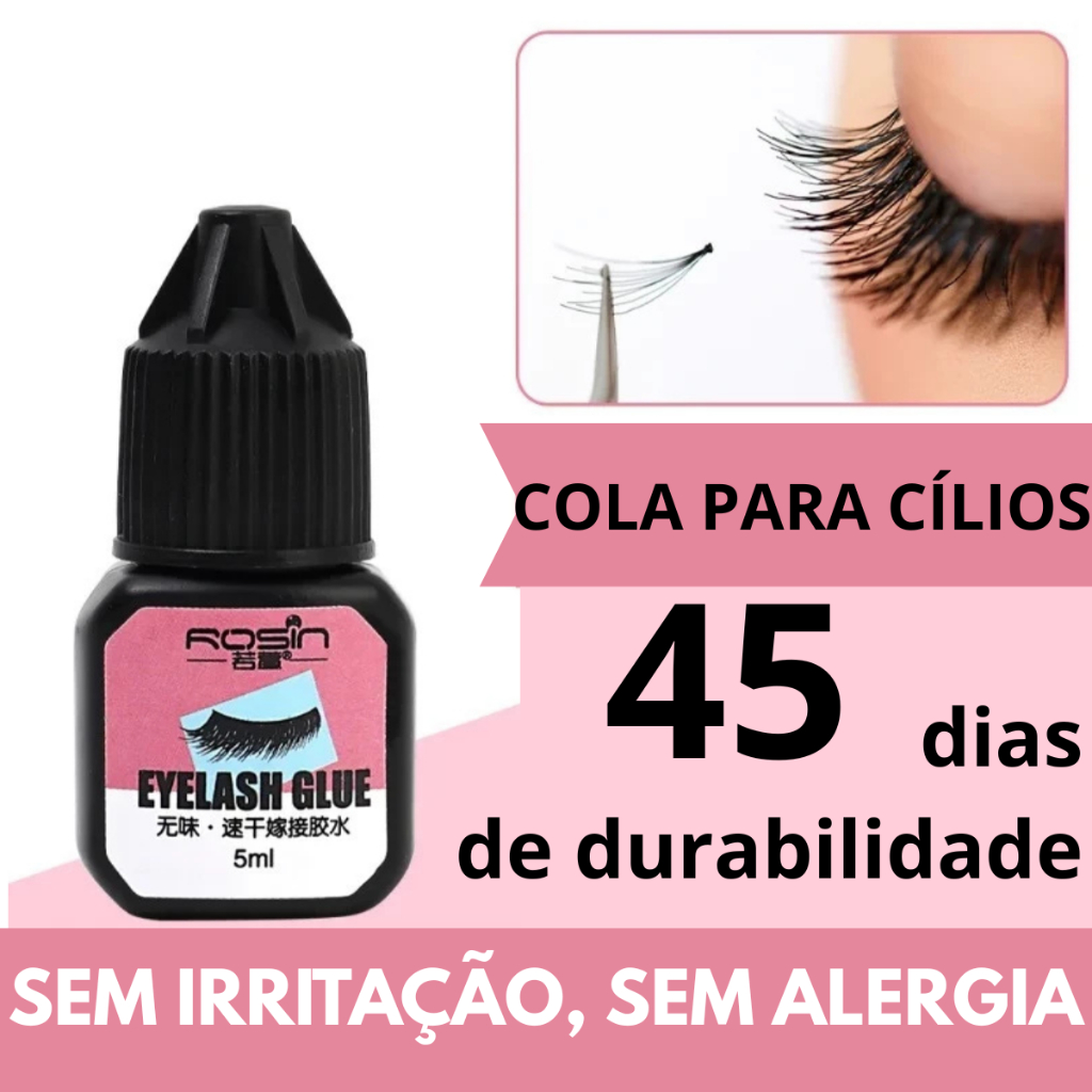 Cola Para Extensão De Cílios ROSIN 5ml Cola  Secagem Rápida Preta Sem Irritatação