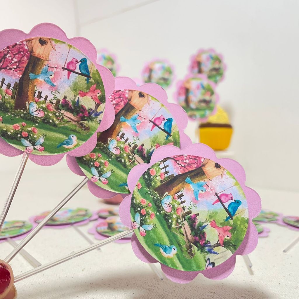 Envio imediato jardim encantado borboleta topper para cupcake aniversario festa infantil chá de bebe topo doces docinho