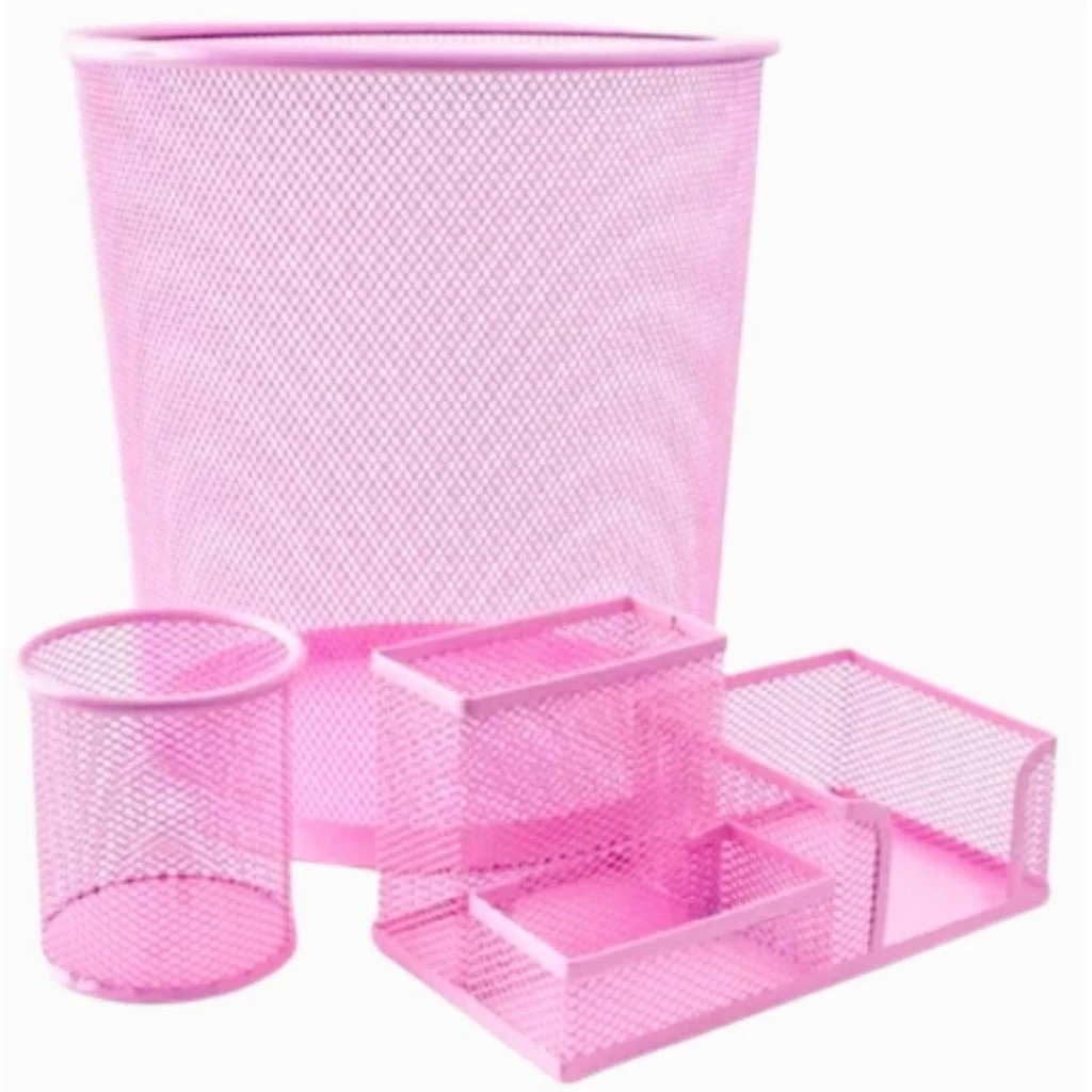 Kit Escritório Lixeira 10L +Porta Treco+ Porta Lápis Mesa 3 Divisórias em Oferta na Shopee