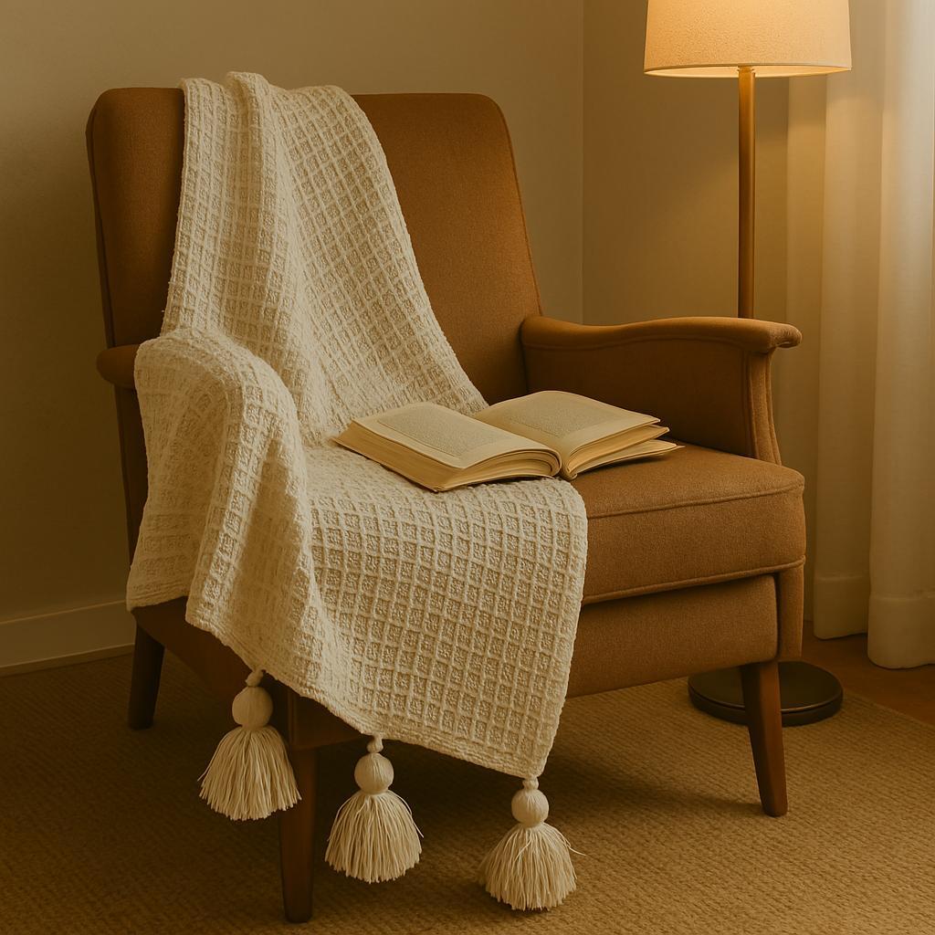 Manta Sofa Pompom algodão xale sofa decorativo peseira 1,40M X 1,40M em Oferta na Shopee